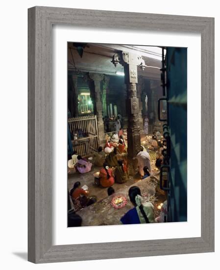 Worshippers at a Shrine Inside the Sri Meenakshi Temple, Madurai, Tamil Nadu State, India-Richard Ashworth-Framed Photographic Print