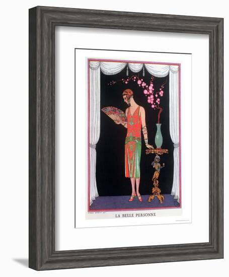 Worth Evening Dress, Fashion Plate from Gazette Du Bon Ton, 1925-Georges Barbier-Framed Premium Giclee Print