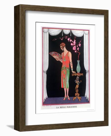 Worth Evening Dress, Fashion Plate from Gazette Du Bon Ton, 1925-Georges Barbier-Framed Premium Giclee Print