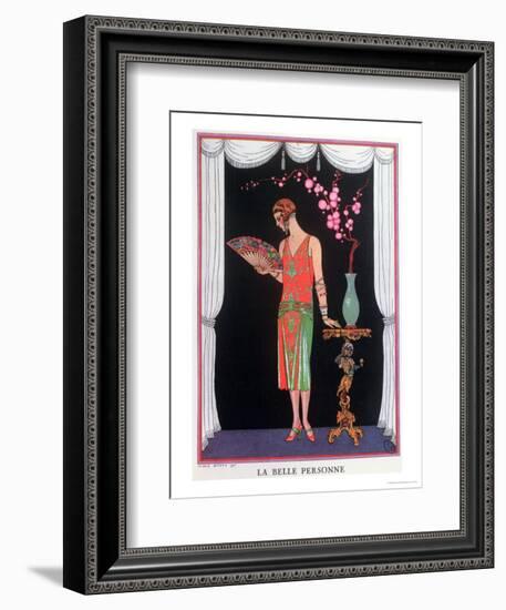 Worth Evening Dress, Fashion Plate from Gazette Du Bon Ton, 1925-Georges Barbier-Framed Premium Giclee Print