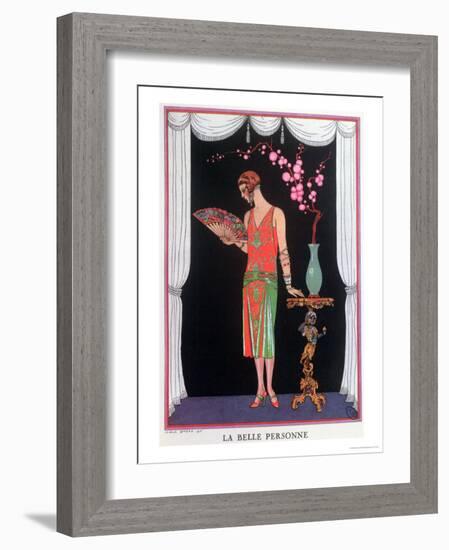 Worth Evening Dress, Fashion Plate from Gazette Du Bon Ton, 1925-Georges Barbier-Framed Giclee Print