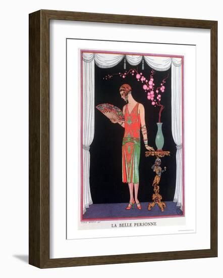 Worth Evening Dress, Fashion Plate from Gazette Du Bon Ton, 1925-Georges Barbier-Framed Giclee Print