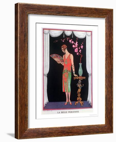 Worth Evening Dress, Fashion Plate from Gazette Du Bon Ton, 1925-Georges Barbier-Framed Giclee Print