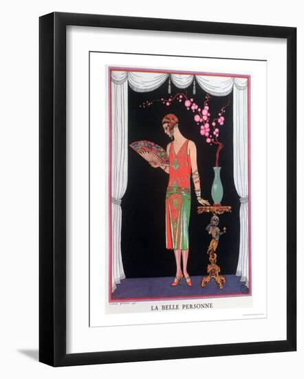 Worth Evening Dress, Fashion Plate from Gazette Du Bon Ton, 1925-Georges Barbier-Framed Giclee Print