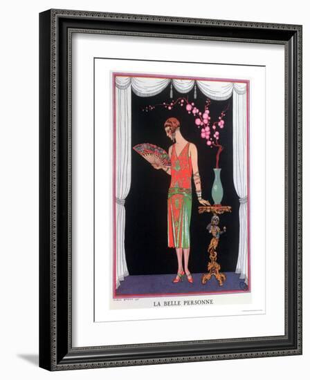 Worth Evening Dress, Fashion Plate from Gazette Du Bon Ton, 1925-Georges Barbier-Framed Giclee Print