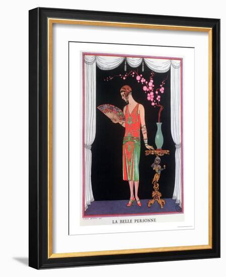 Worth Evening Dress, Fashion Plate from Gazette Du Bon Ton, 1925-Georges Barbier-Framed Giclee Print