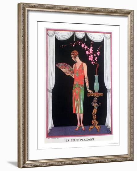 Worth Evening Dress, Fashion Plate from Gazette Du Bon Ton, 1925-Georges Barbier-Framed Giclee Print