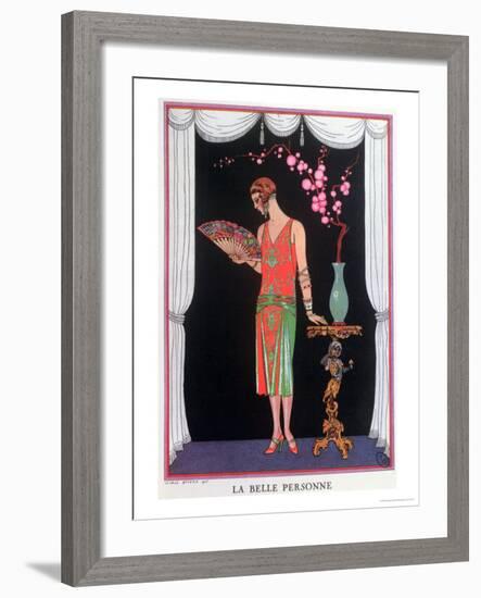 Worth Evening Dress, Fashion Plate from Gazette Du Bon Ton, 1925-Georges Barbier-Framed Giclee Print