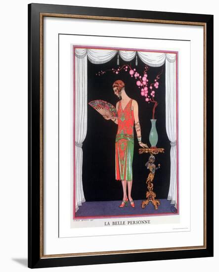 Worth Evening Dress, Fashion Plate from Gazette Du Bon Ton, 1925-Georges Barbier-Framed Giclee Print