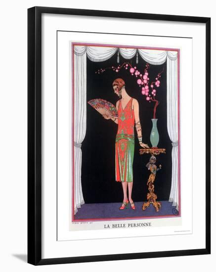 Worth Evening Dress, Fashion Plate from Gazette Du Bon Ton, 1925-Georges Barbier-Framed Giclee Print