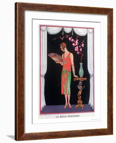 Worth Evening Dress, Fashion Plate from Gazette Du Bon Ton, 1925-Georges Barbier-Framed Giclee Print