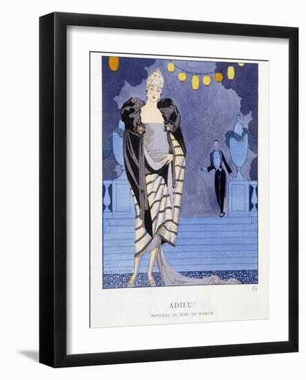 Worth's Women's Evening Coat: “Farewell”” - Illustration by George Barbier (1882-1932), in “The Gaz-Georges Barbier-Framed Giclee Print