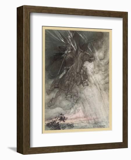 Wotan Rides to Rock-Arthur Rackham-Framed Art Print