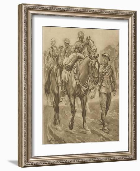 Wounded Chum - World War One Horses-Stanley L Wood-Framed Art Print