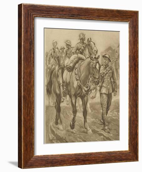 Wounded Chum - World War One Horses-Stanley L Wood-Framed Art Print