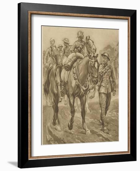 Wounded Chum - World War One Horses-Stanley L Wood-Framed Art Print