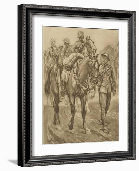 Wounded Chum - World War One Horses-Stanley L Wood-Framed Art Print