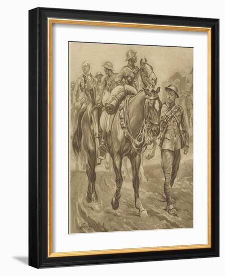 Wounded Chum - World War One Horses-Stanley L Wood-Framed Art Print