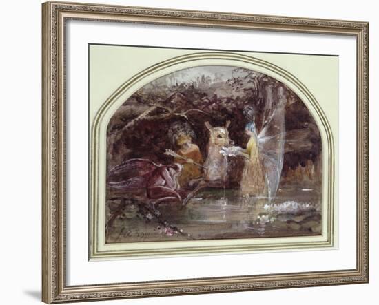 Wounded Faun (W/C on Paper)-John Anster Fitzgerald-Framed Giclee Print