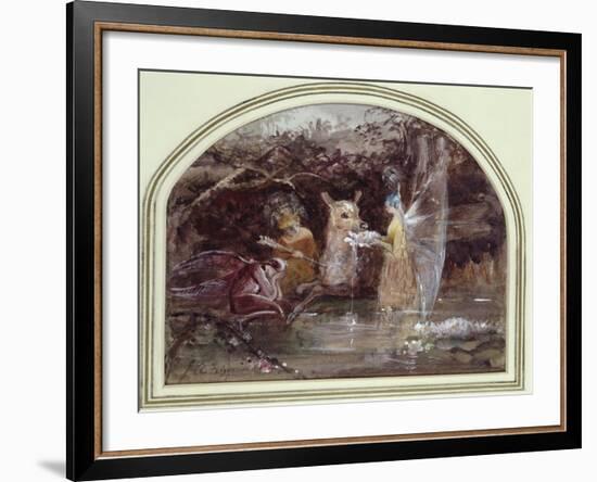 Wounded Faun (W/C on Paper)-John Anster Fitzgerald-Framed Giclee Print