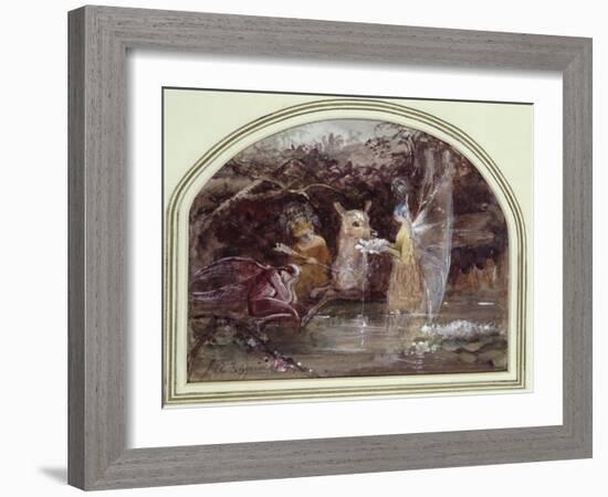 Wounded Faun (W/C on Paper)-John Anster Fitzgerald-Framed Giclee Print