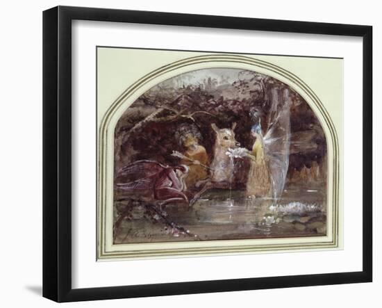 Wounded Faun (W/C on Paper)-John Anster Fitzgerald-Framed Giclee Print