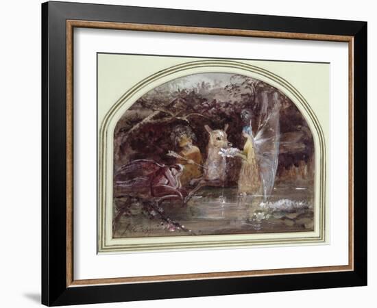 Wounded Faun (W/C on Paper)-John Anster Fitzgerald-Framed Giclee Print