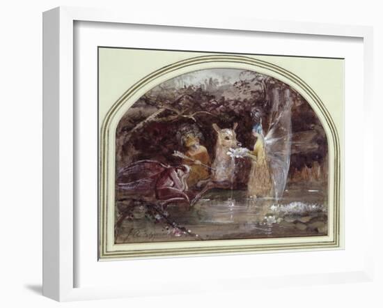 Wounded Faun (W/C on Paper)-John Anster Fitzgerald-Framed Giclee Print