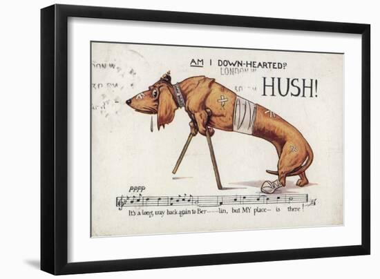 Wounded German Dachshund on Crutches-null-Framed Giclee Print