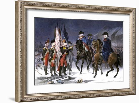 Wounded Hessian Colonel Rahl Surrenders Trenton to George Washington, December 1776-null-Framed Giclee Print