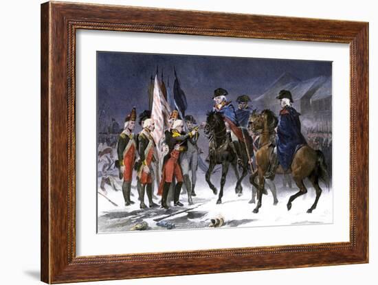 Wounded Hessian Colonel Rahl Surrenders Trenton to George Washington, December 1776-null-Framed Giclee Print