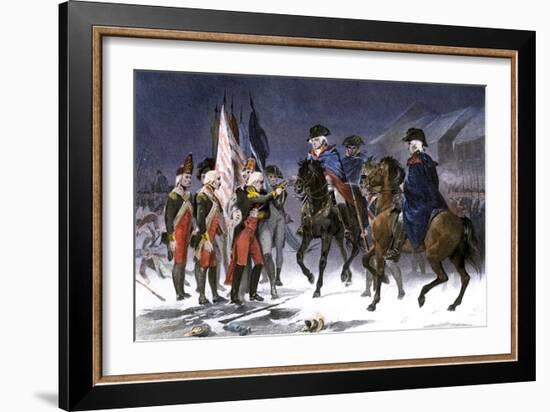 Wounded Hessian Colonel Rahl Surrenders Trenton to George Washington, December 1776-null-Framed Giclee Print