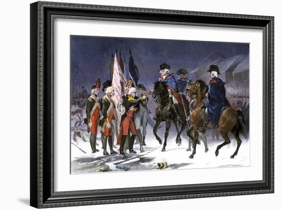 Wounded Hessian Colonel Rahl Surrenders Trenton to George Washington, December 1776-null-Framed Giclee Print