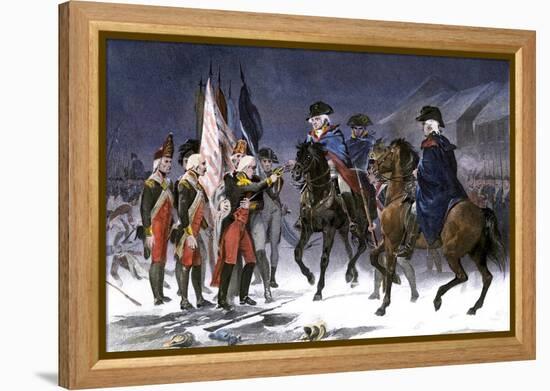 Wounded Hessian Colonel Rahl Surrenders Trenton to George Washington, December 1776-null-Framed Premier Image Canvas