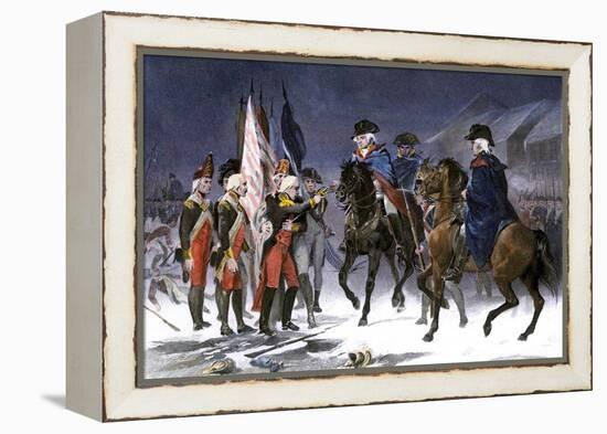 Wounded Hessian Colonel Rahl Surrenders Trenton to George Washington, December 1776-null-Framed Premier Image Canvas