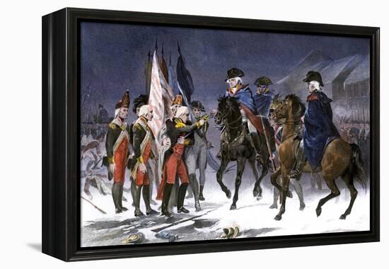 Wounded Hessian Colonel Rahl Surrenders Trenton to George Washington, December 1776-null-Framed Premier Image Canvas