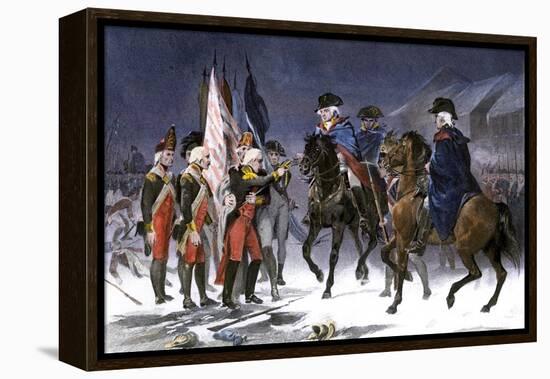 Wounded Hessian Colonel Rahl Surrenders Trenton to George Washington, December 1776-null-Framed Premier Image Canvas