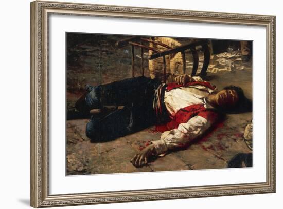 Wounded on the Ground, 1889-Michele Cammarano-Framed Giclee Print