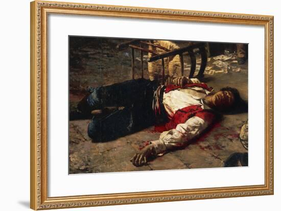 Wounded on the Ground, 1889-Michele Cammarano-Framed Giclee Print