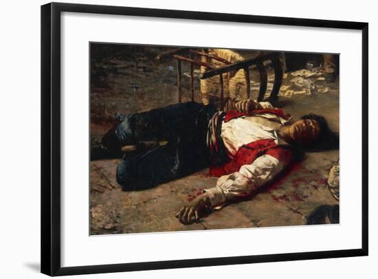 Wounded on the Ground, 1889-Michele Cammarano-Framed Giclee Print