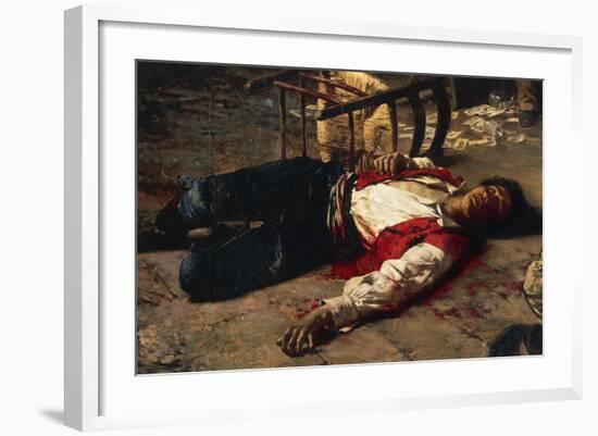 Wounded on the Ground, 1889-Michele Cammarano-Framed Giclee Print