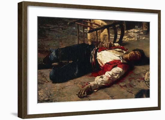 Wounded on the Ground, 1889-Michele Cammarano-Framed Giclee Print