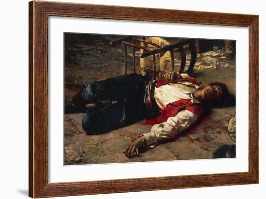 Wounded on the Ground, 1889-Michele Cammarano-Framed Giclee Print