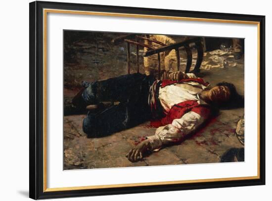 Wounded on the Ground, 1889-Michele Cammarano-Framed Giclee Print