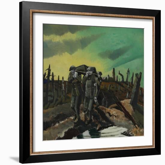 Wounded, Passchendaele, 1918 (Oil on Canvas)-Paul Nash-Framed Giclee Print