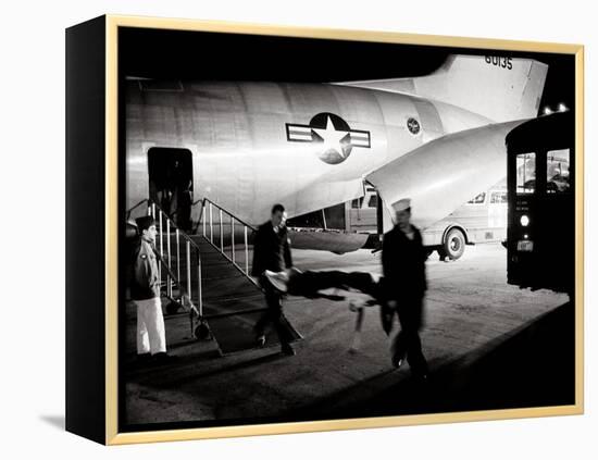 Wounded Servicemen Arriving from Vietnam at Andrews Air Force Base, 1968-Warren K^ Leffler-Framed Stretched Canvas