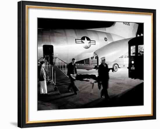 Wounded Servicemen Arriving from Vietnam at Andrews Air Force Base, 1968-Warren K^ Leffler-Framed Photo