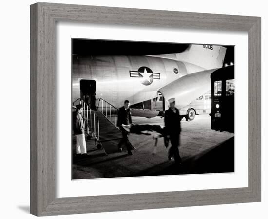 Wounded Servicemen Arriving from Vietnam at Andrews Air Force Base, 1968-Warren K^ Leffler-Framed Photo