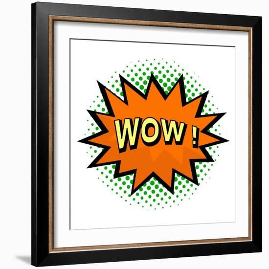 Wow! Comic Speech Bubble in Pop Art Style-PiXXart-Framed Art Print