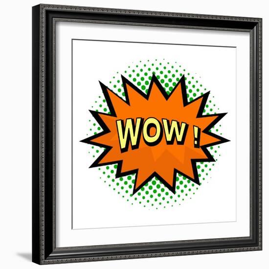 Wow! Comic Speech Bubble in Pop Art Style-PiXXart-Framed Art Print